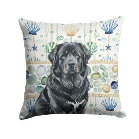 Black Tibetan Mastiff Coastal Sea Glass Throw Pillow Decorative Indoor Outdoor Accent Cushion for Couch, Bed or Patio, 18Hx18W