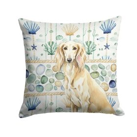 Cream Saluki Coastal Sea Glass Throw Pillow Decorative Indoor Outdoor Accent Cushion for Couch, Bed or Patio, 18Hx18W