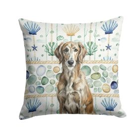 Brindle Scottish Deerhound Coastal Sea Glass Throw Pillow Decorative Indoor Outdoor Accent Cushion for Couch, Bed or Patio, 18Hx18W