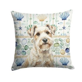 Sealyham Terrier Coastal Sea Glass Throw Pillow Decorative Indoor Outdoor Accent Cushion for Couch, Bed or Patio, 18Hx18W