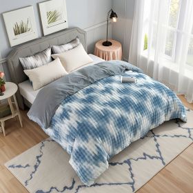 Velvet Camouflage Duvet Cover Set - Blue (Option: QUEEN)