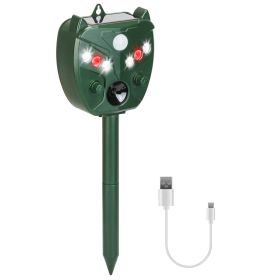1Pc Ultrasonic Solar Animal Repeller Outdoor Mole Snake Squirrel Mouse Chaser Waterproof Bird Deer Dog Cat Deterrent With 5 Gears For Farm Garden (Option: 1Pc)