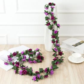 1pc 98.43inch/8.2ft Rose Artificial Flowers; Artificial Flower Christmas Garland; Fake Rose Vine For Wedding Home Room Decoration Spring Autumn G (Quantity: 1pc, Color: Purple)