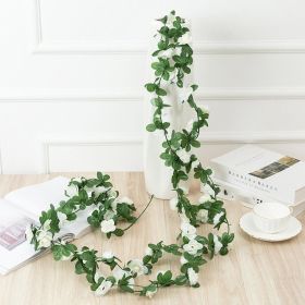 1pc 98.43inch/8.2ft Rose Artificial Flowers; Artificial Flower Christmas Garland; Fake Rose Vine For Wedding Home Room Decoration Spring Autumn G (Quantity: 1pc, Color: White)