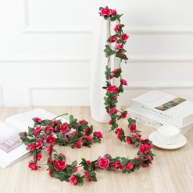 1pc 98.43inch/8.2ft Rose Artificial Flowers; Artificial Flower Christmas Garland; Fake Rose Vine For Wedding Home Room Decoration Spring Autumn G (Quantity: 1pc, Color: Rose Red)