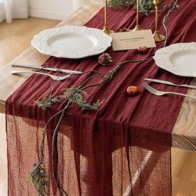 Burgundy Christmas Table Runner Decor Red Cheesecloth Gauze 120 Inch 10 FT Rustic Boho Cheese Cloth Runner for Wedding Baby Bridal Shower Party L (Color: Burgundy)